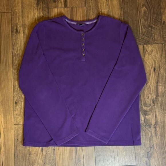 Lands' End Jackets & Blazers - Lands' End Deep Purple Fleece Pullover Jacket Size L